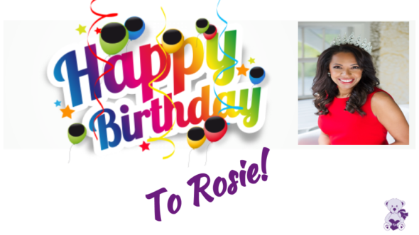 A colorful happy birthday card for The Gift of Life's founder Dr. Rosie Moore
